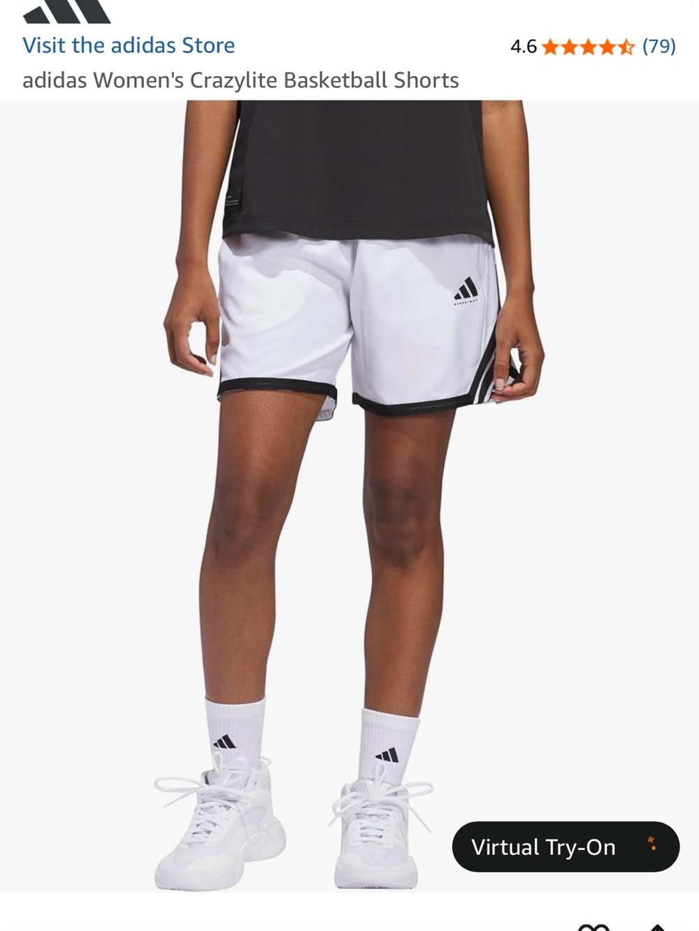 adidas Women's White Athletic Shorts with Black Trim